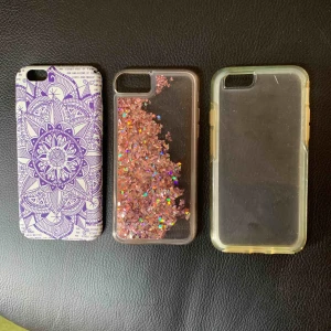  - Mobilskal till iPhone 6s, inkamönster, glitter som rör sig och genomskinligt. 50sek styck. 