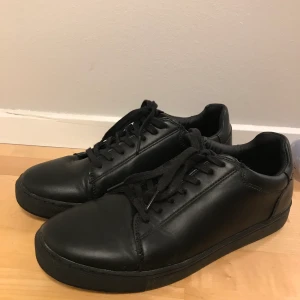 Skor - Svarta, skinnimiterade skor. Väldigt bra skick. Min bror köpte skorna på herravdelningen, men har passat superbra på mig med. Frakt ingår inte.