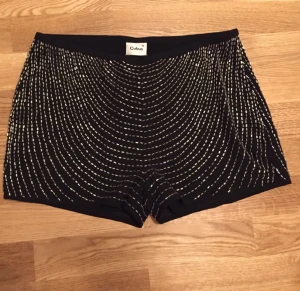  - Ett par superfina paljettshorts! De är oanvända, har kostat 399kr. Storlek 38. Fab med enkelt linne till! 
