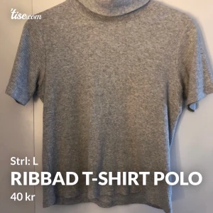 Ribbad T-shirt polo - Grå, Ribbad T-shirt med polokrage från BikBok i fint använt skick. Säljes för 40kr.