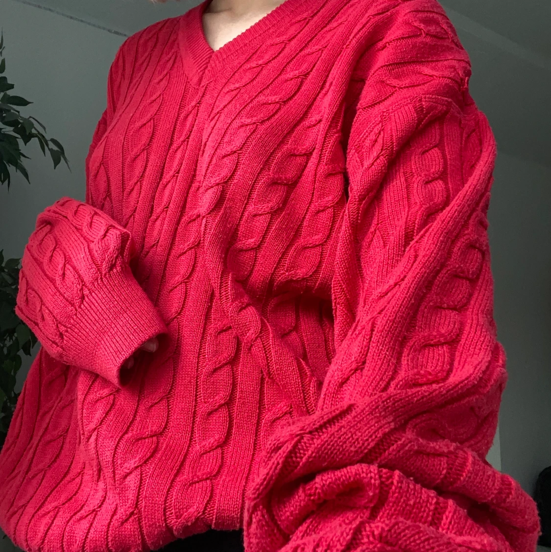 Vintage röd stickadtröja