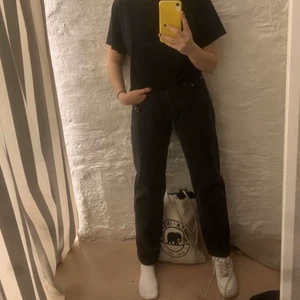 Svarta levis jeans - säljer svarta levis jeans den har inte den stora rutan med W&L utan bara röda lappen, lite sönder längst ner på benen men det ger lite känsla :) köpt på från A till Ö på Söder