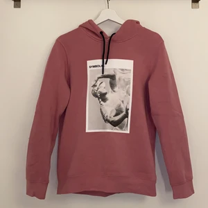 Rosa hoodie med tryck - Jättefin hoodie från killavdelningen på H&M. Fint tryck på med en staty. Bra skick. Den är i storlek XS men passar på mig som är en M i damstorlekar!💗