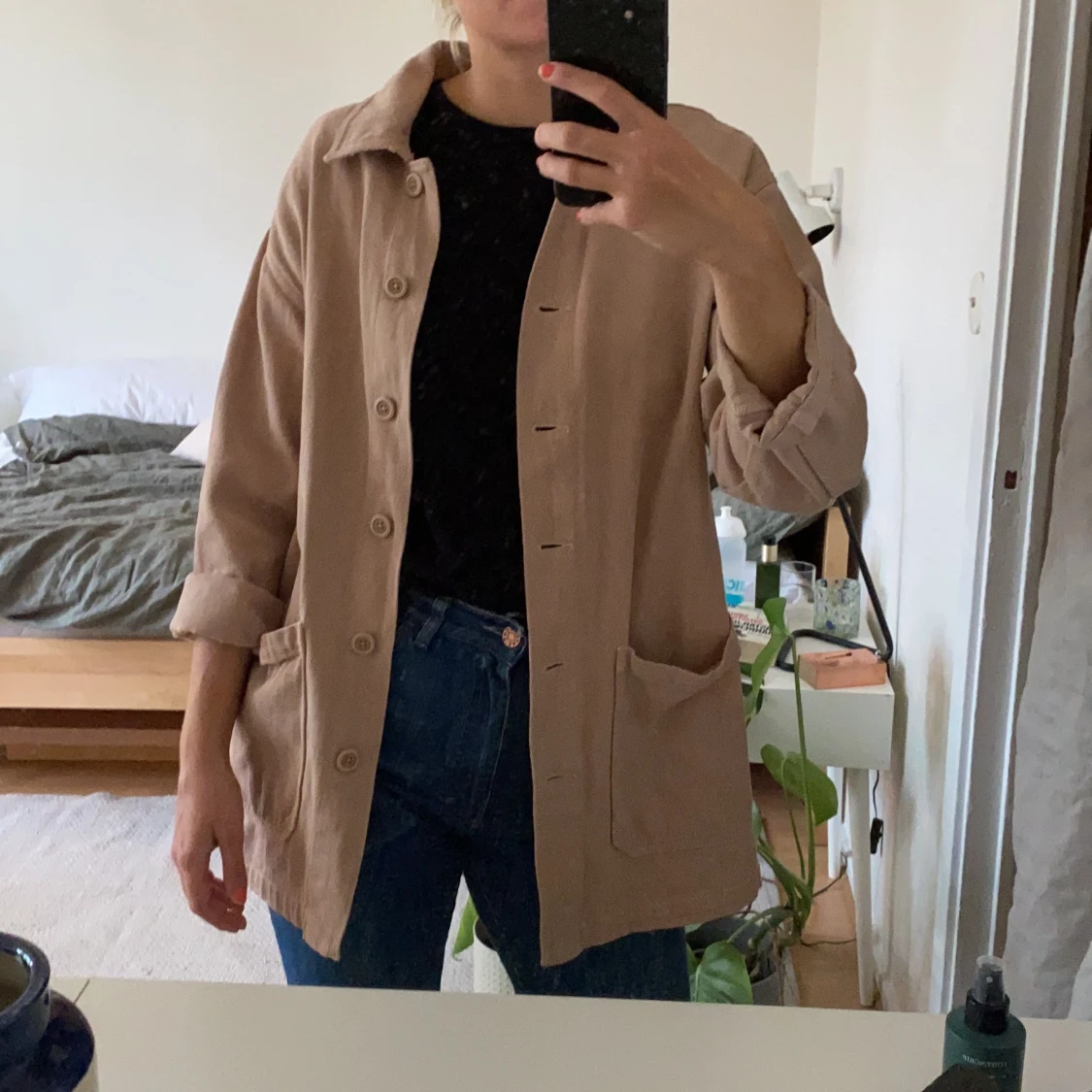 Beige oversized innerjacka/skjorta  - 91