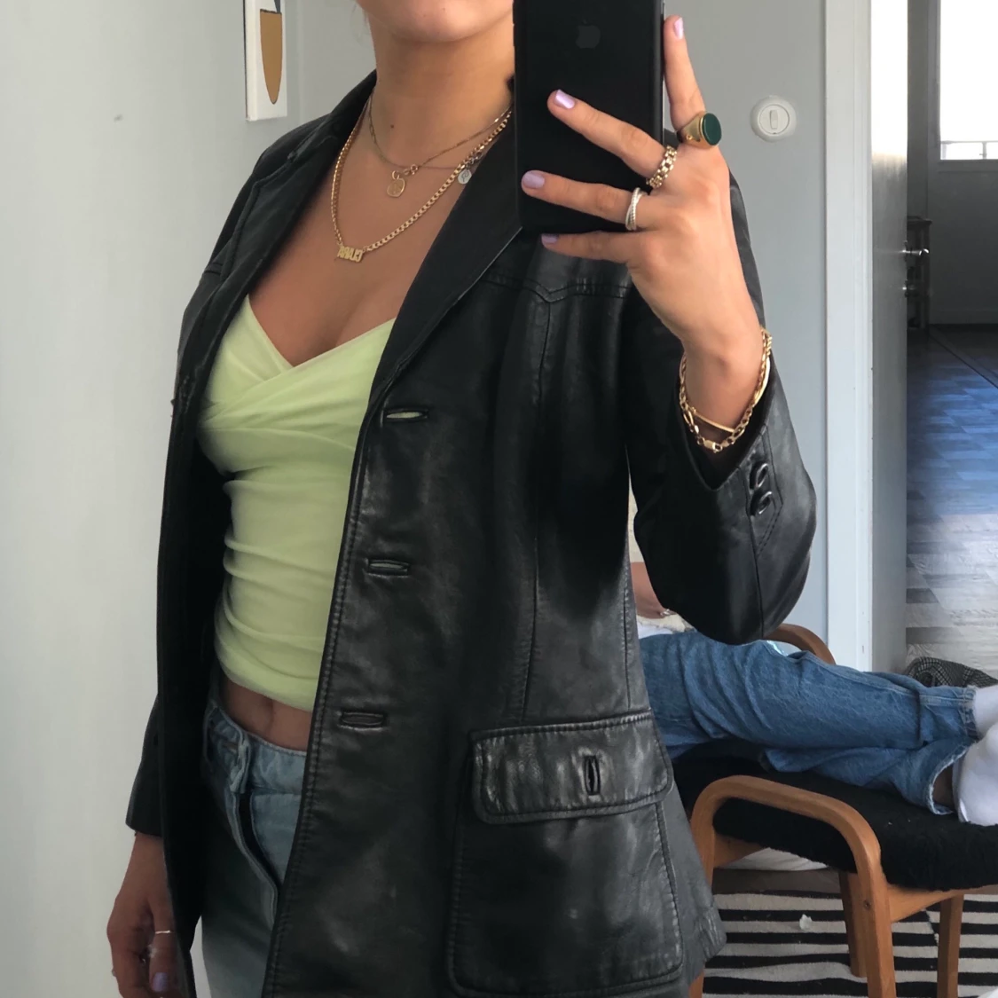 Humana secondhand kavaj, skinn✨🍒 - 90