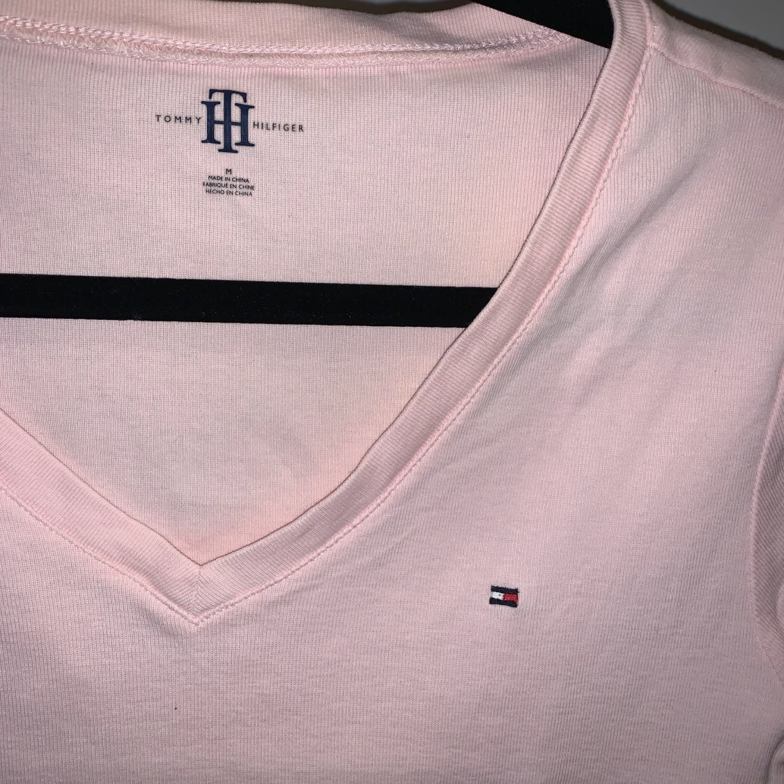 Rosa v-ringad t-shirt - 90