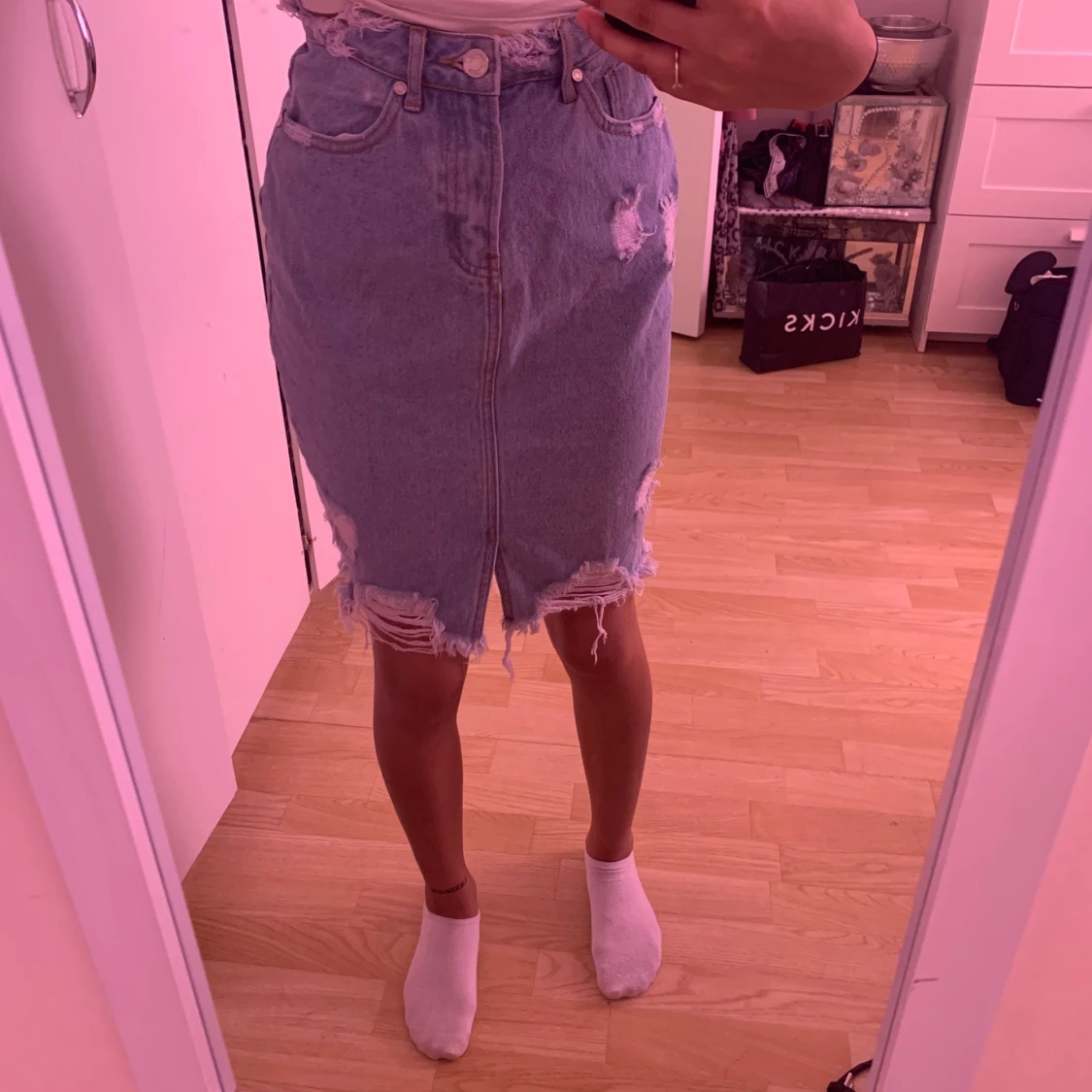 Ripped denim kjol - 90