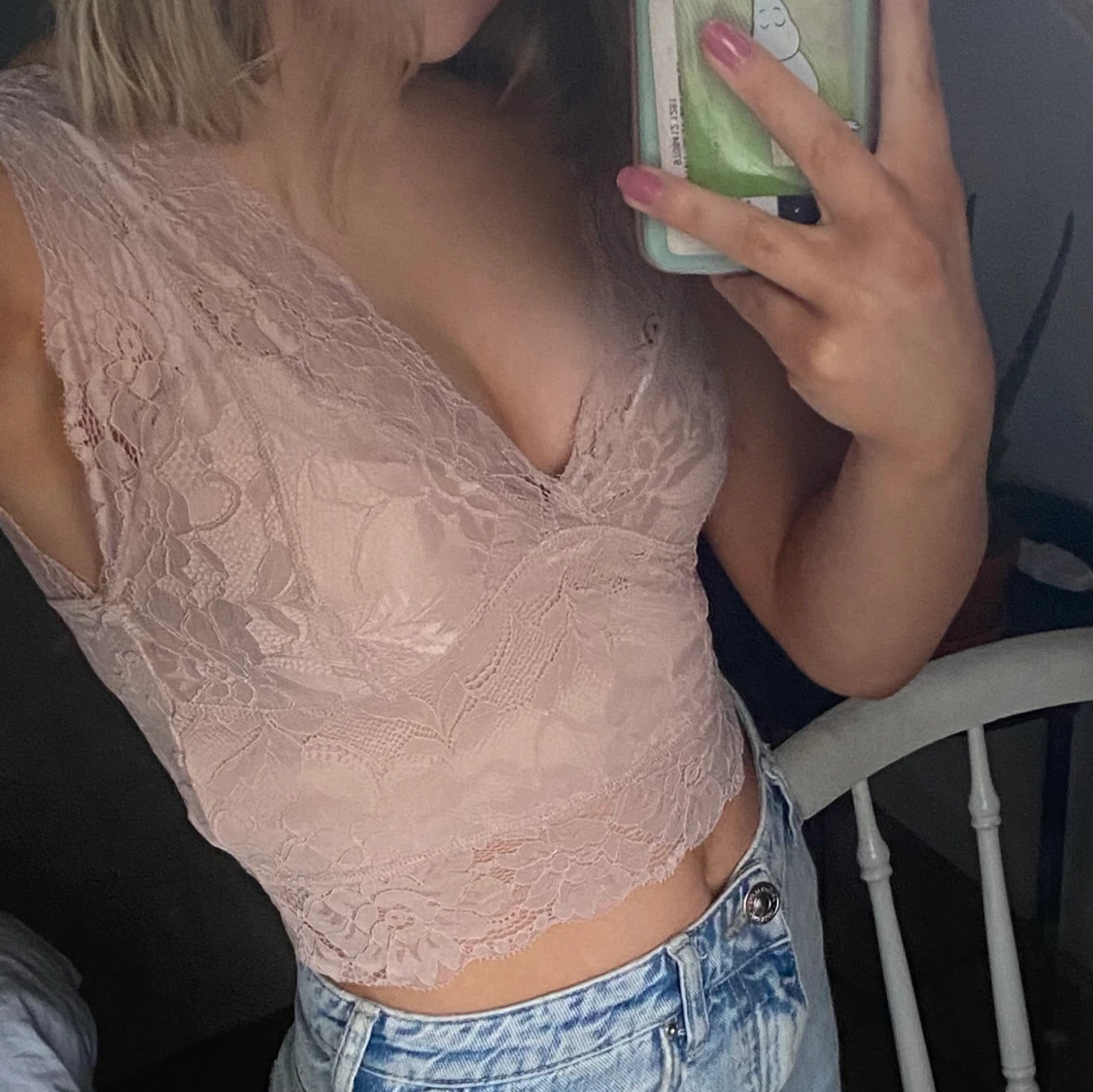 Ljusrosa spetstopp - 90