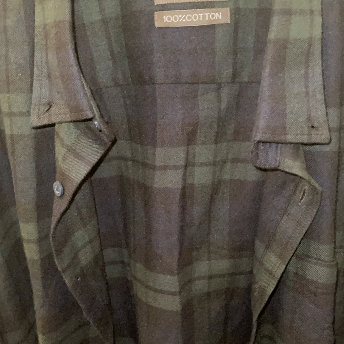 Bomullsskjorta oversized marinblå/mörkgrön  - 91