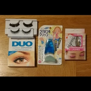 Lösögonfransar - Paket med lösögonfransar samt tillbehör. Cool ljusslinga. Allt oanvänt. 10.5g lim ingår.