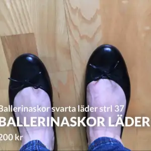 Ballerinaskor svarta läder strl 37