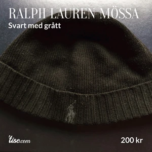 Ralph lauren mössa i svart med grått märke  - Storlek s