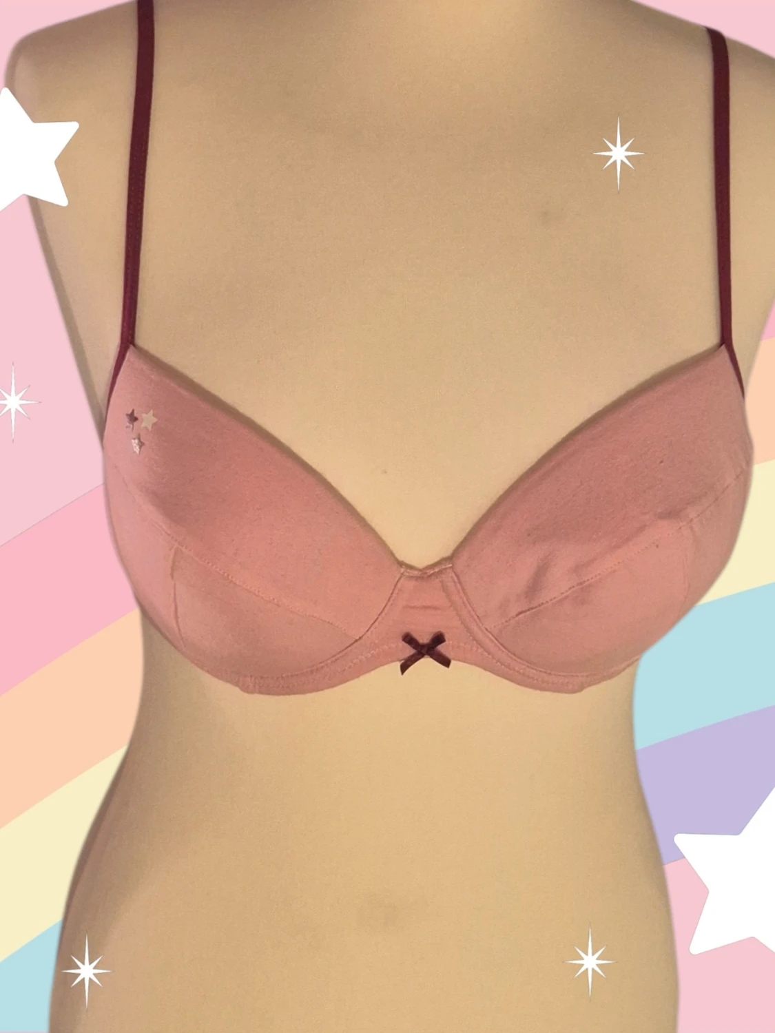 Rosa bh med vinröda detaljer 75B - 1