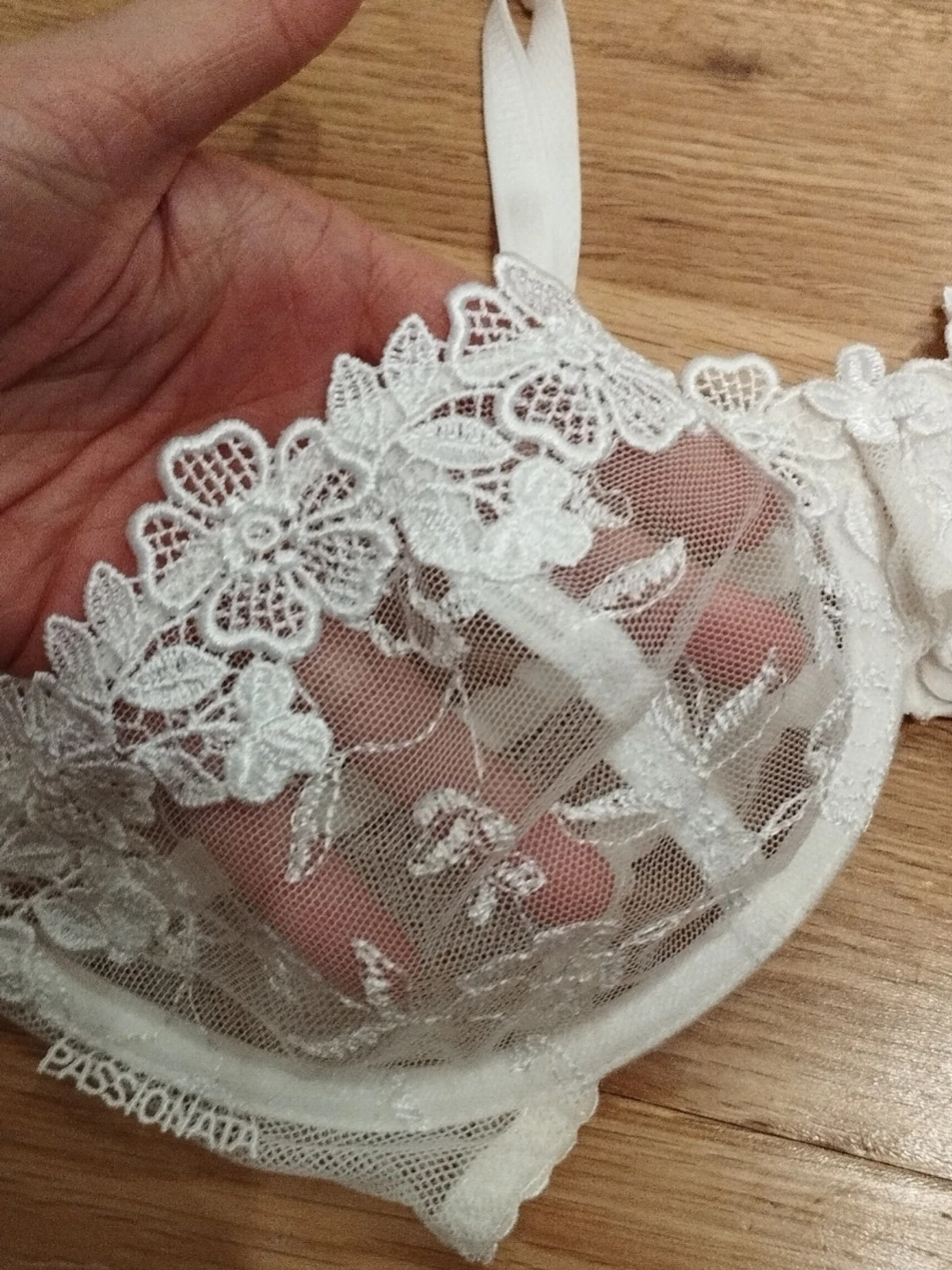 NY Vit spets-bh med blommor från Passionata - 1