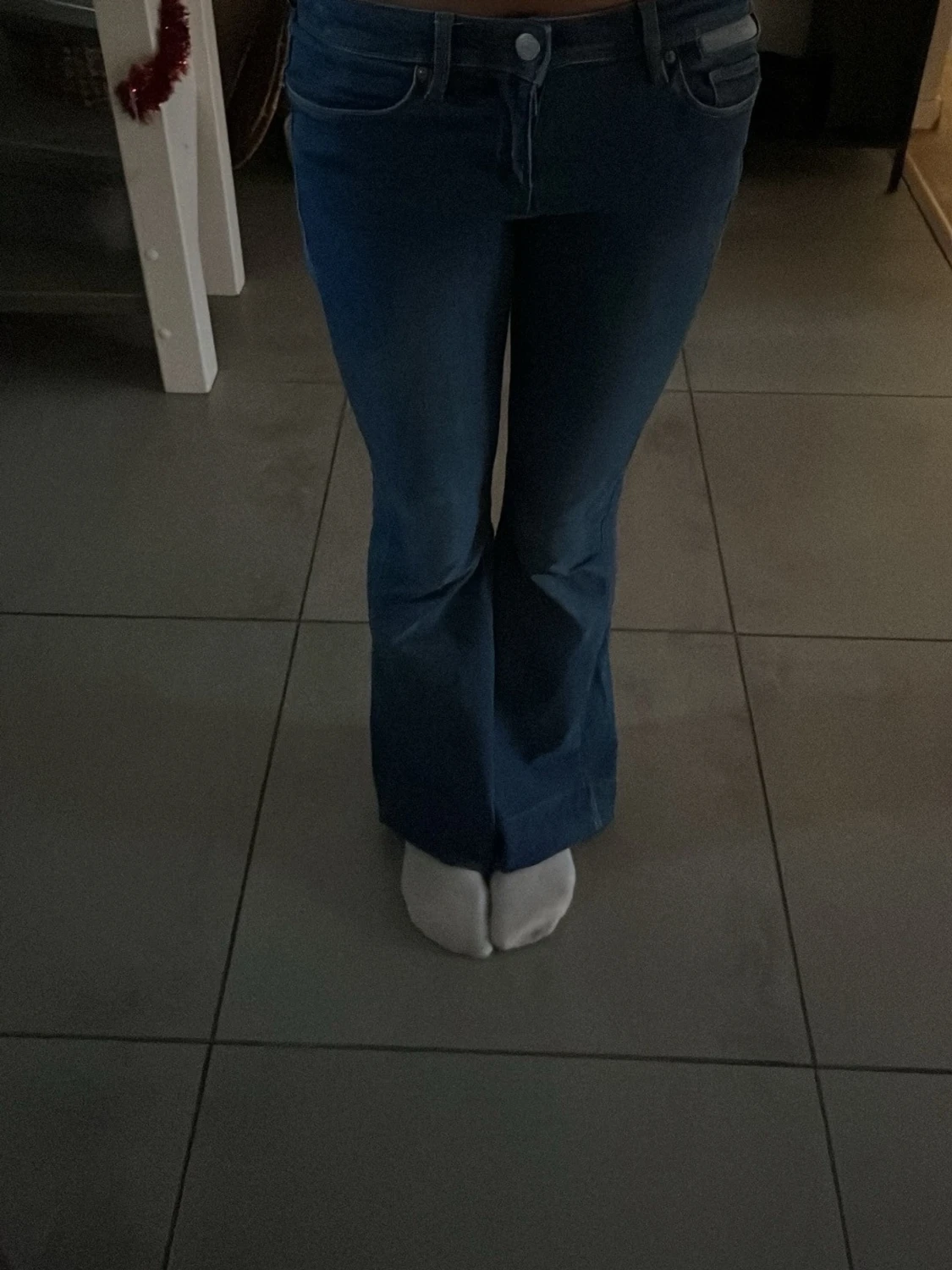 Blå bootcut jeans low waist - 2