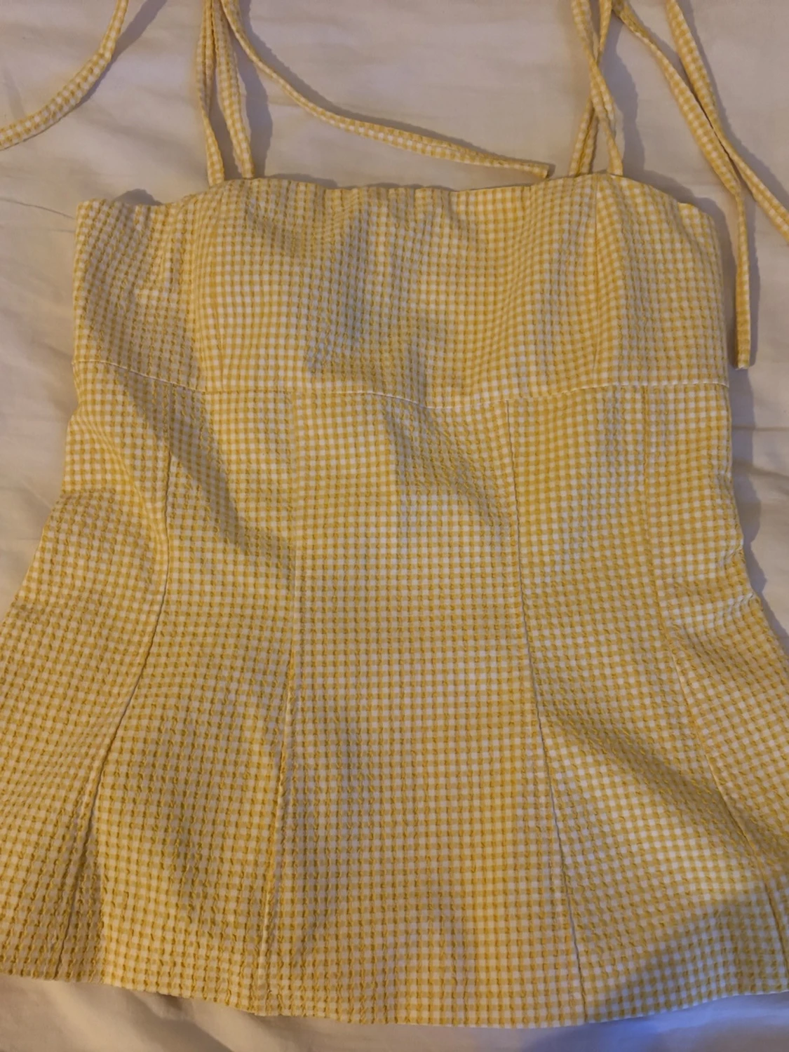 Gul och vit rutig korsettopp från Zara - 1