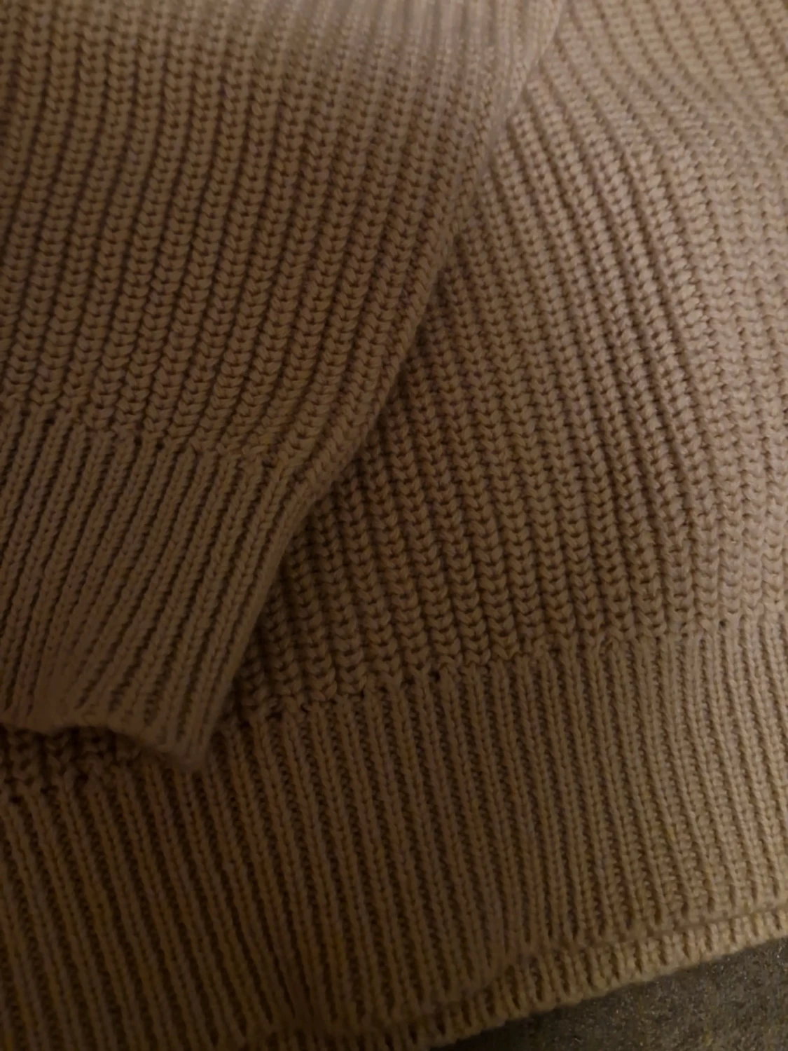 Beige sstickad zip-tröja - 1