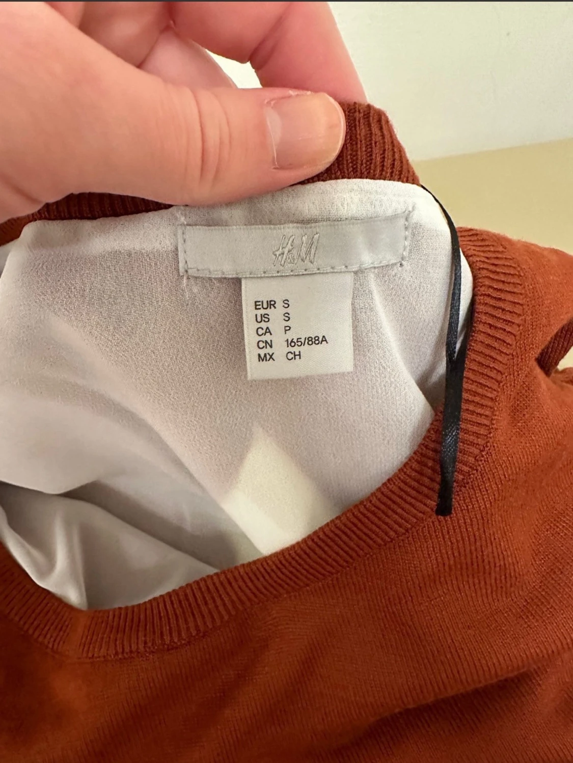 Rostbrun långärmad tröja med vit chiffong - 4