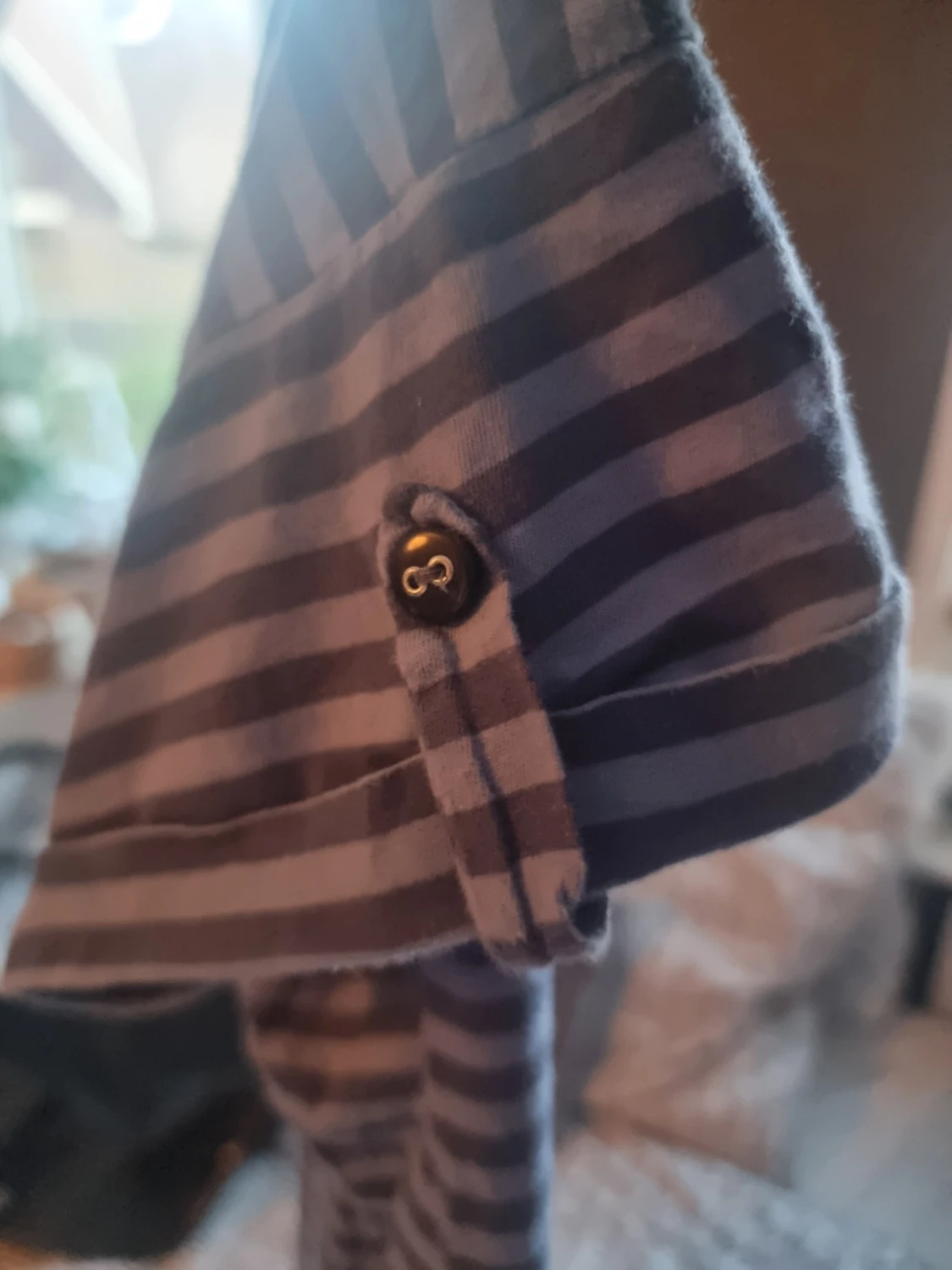 Blå och grå randig kortklänning - 4