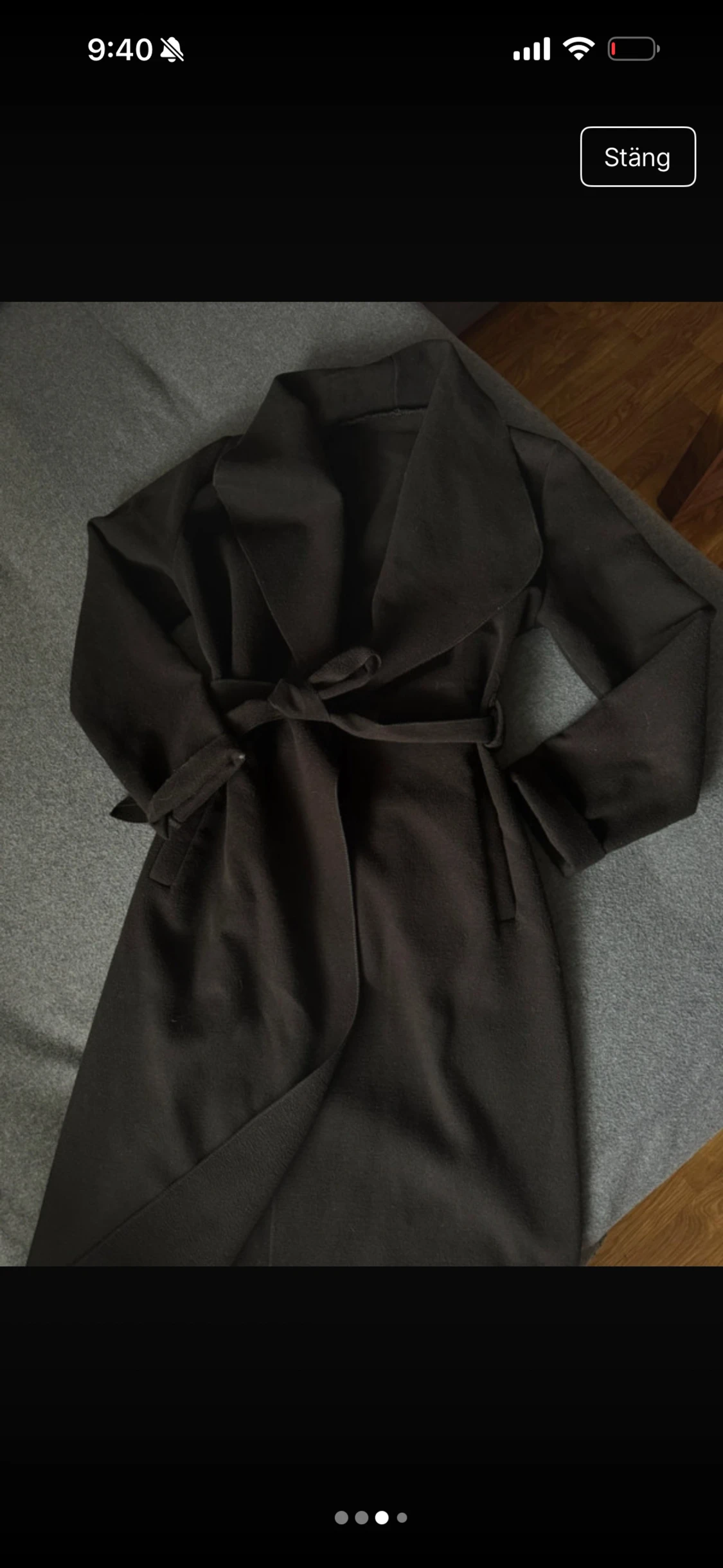 Svart lång kappa med bälte - 2