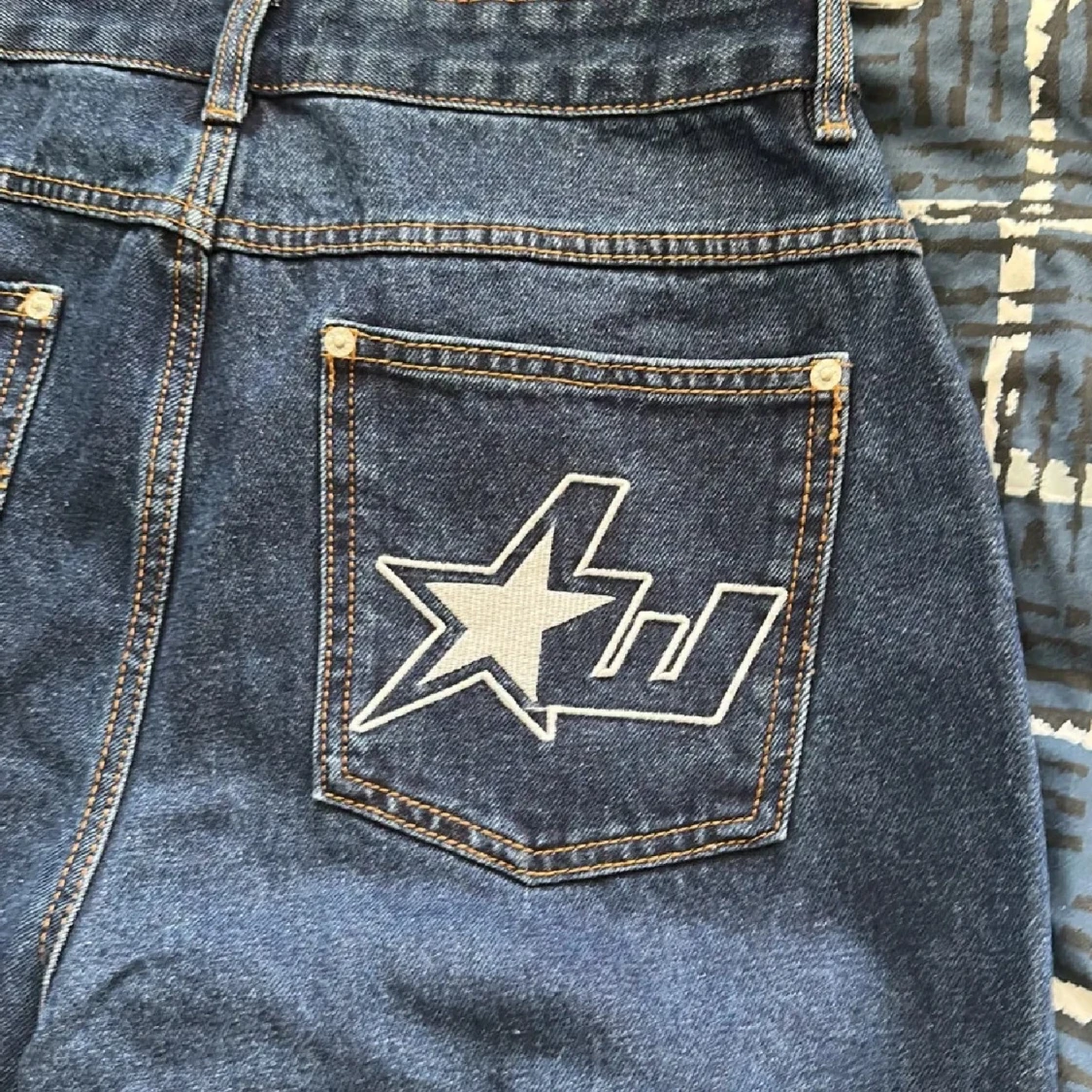 Blå wide jeans från Lorenzo, stl 32 - 2