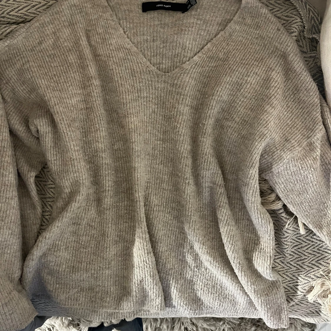 Beige ribbad stickad tröja Vero Moda - 2