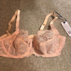 Fantasie bh  i aprikos färg 70D - Superfin bh från Fantasie i storlek 70D. Bh i transparent mesh med broderade blommor, spetsdetaljer och liten rosett framtill. Justerbara axelband och hakknäppning bak. Perfekt för dig som gillar romantiska och feminina vibes.