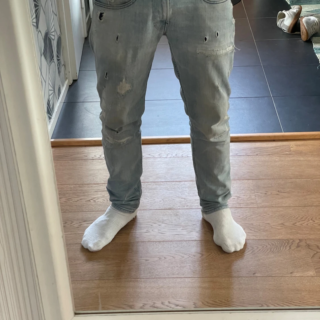 Ljusblå Replay jeans med slitningar - 3