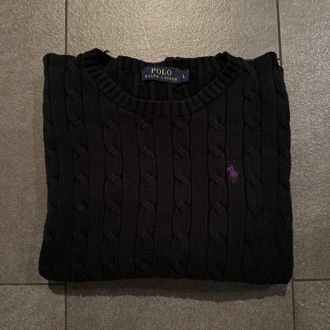 Svart kabelstickad tröja Polo Ralph Lauren - Dam L - 1