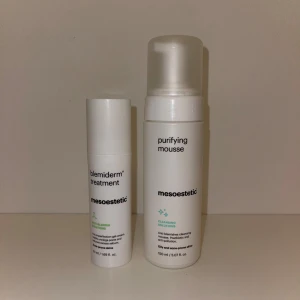 Mesoestetic  - Går att köpa separat, (300kr & 450kr) men vid köp av båda blir slutpriset 600kr❣️ Ett riktigt kap då nypris ligger på 1100kr  Mesoestetic Cleansing Solutions Purifying Mousse 150 ml Nypris ansiktstvätt 425kr. Mitt pris 300kr.   Mesoestetic Anti-Blemish Solutions Blemiderm® Treatment Nypris kräm 685kr. Mitt pris 450kr