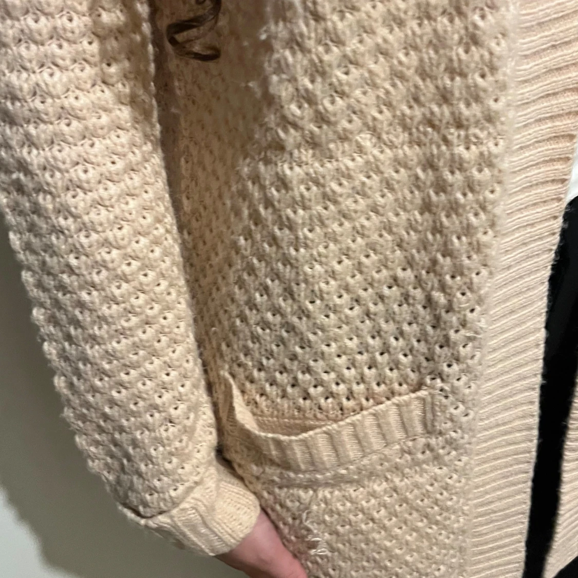 Ljusrosa stickad kofta med fickor - 3