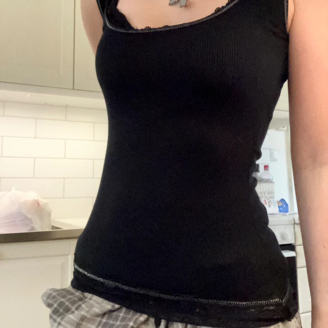 Svart y2k Linne med lace och silverdetaljer   - 2