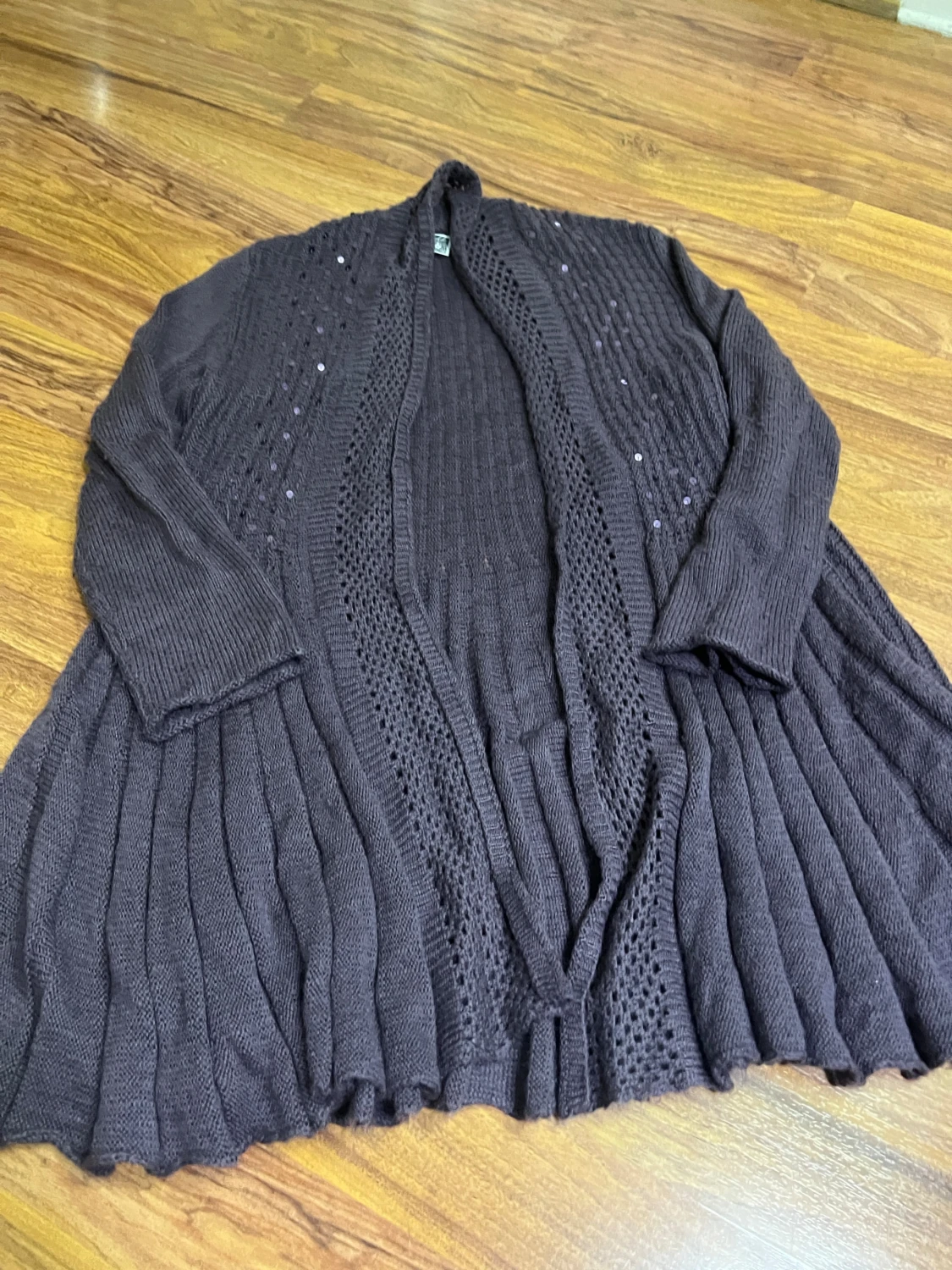 Mörklila stickad kofta från Isolde - 1