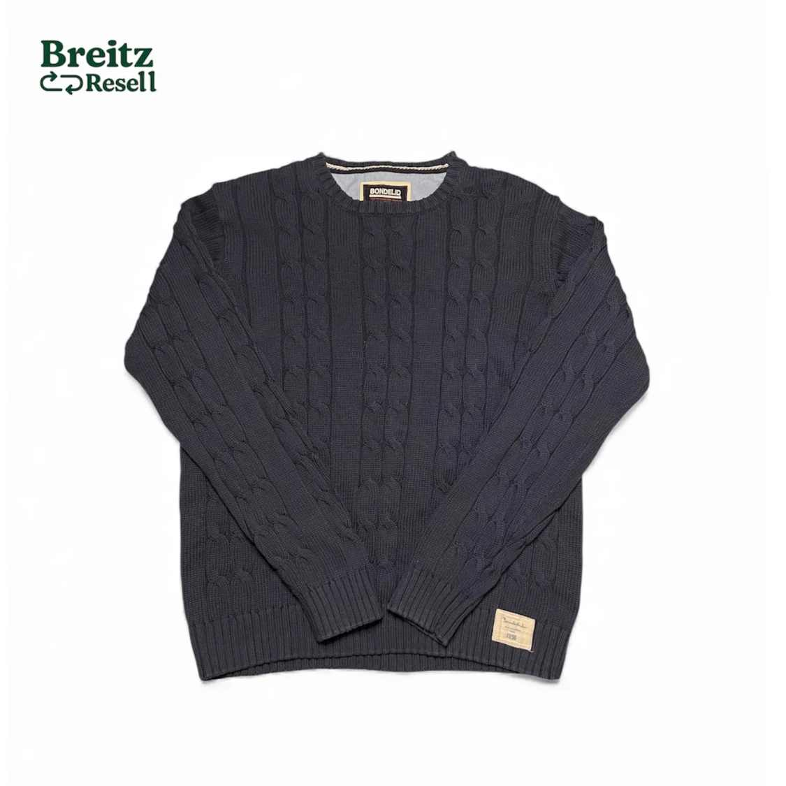 Marinblå cableknit tröja från Bondelid