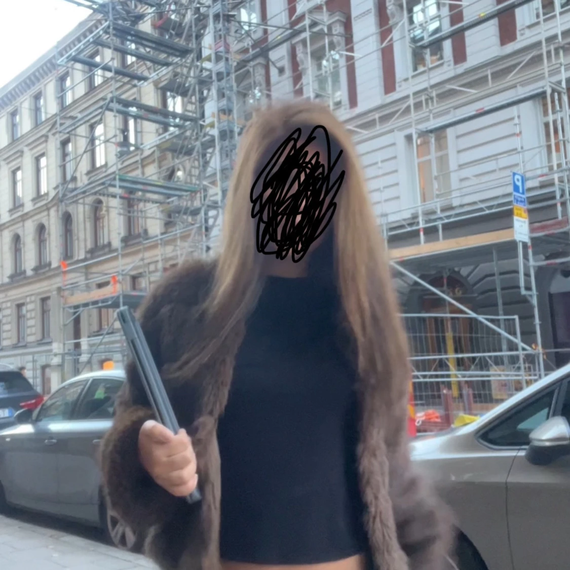 Brun pälsjacka i syntet S - 1