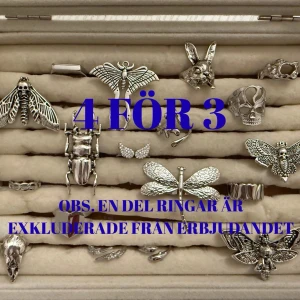 4 för 3 på ringar - 4 för 3 på ringar. Obs. En del ringar är exkluderade från erbjudandet. Styck pris 89-139 