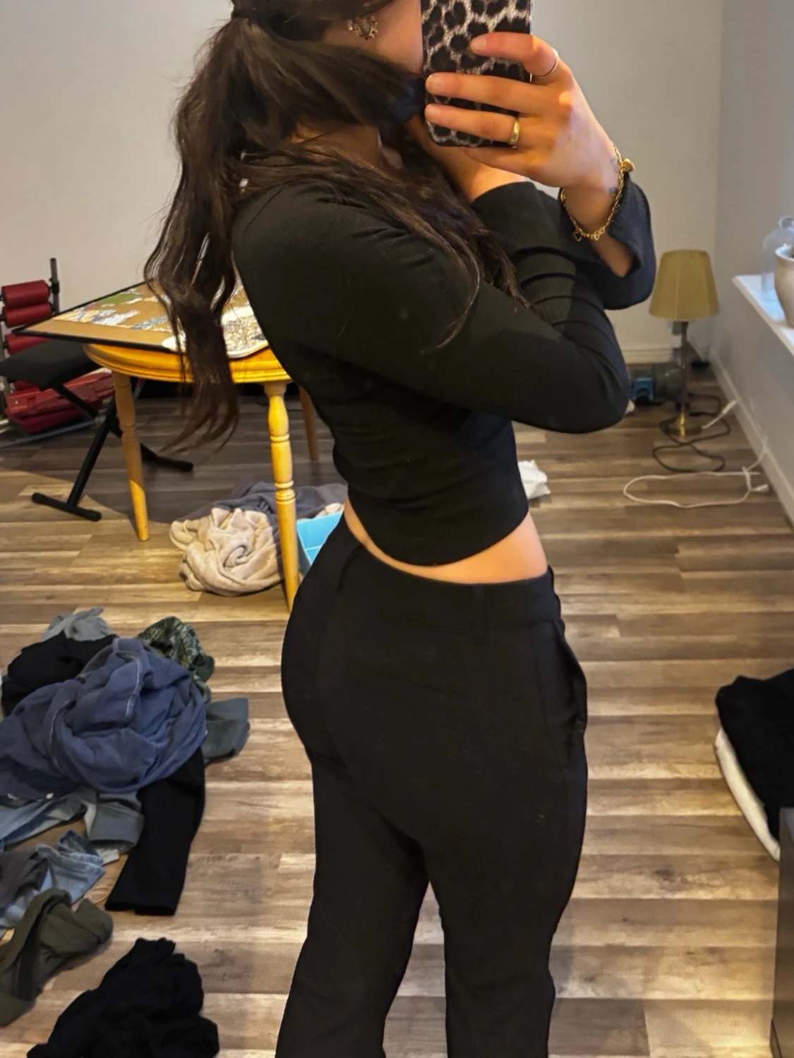 Svarta kostymbyxor lågmidjad - 1