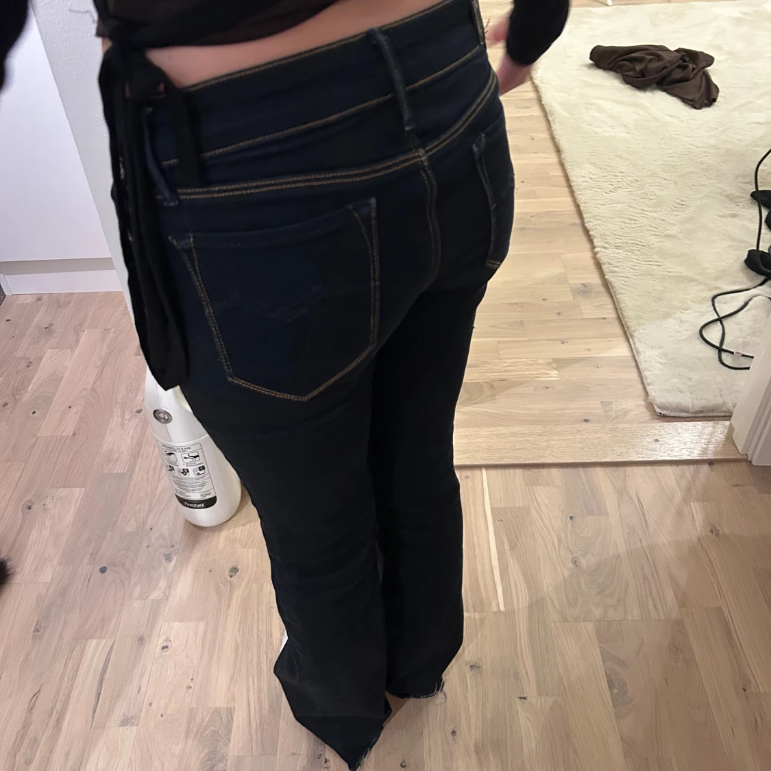 Mörkblå lowwaist bootcut jeans  - 1