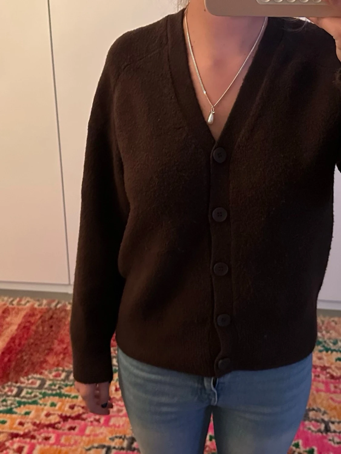 Mörkbrun kofta med knappar - 1
