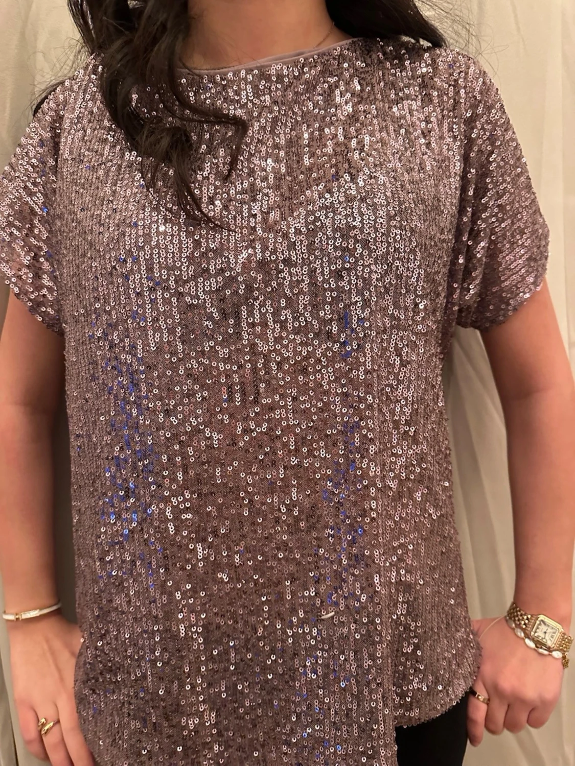 Glittrig lila paljettblus