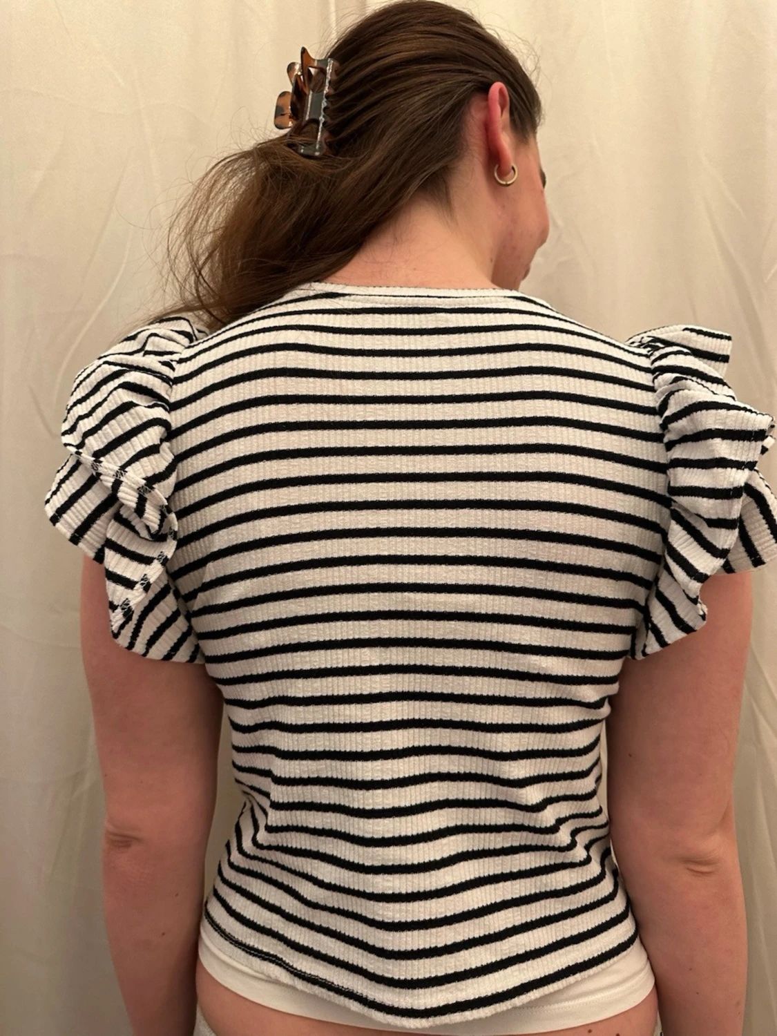 Randig topp med volangärmar - 1