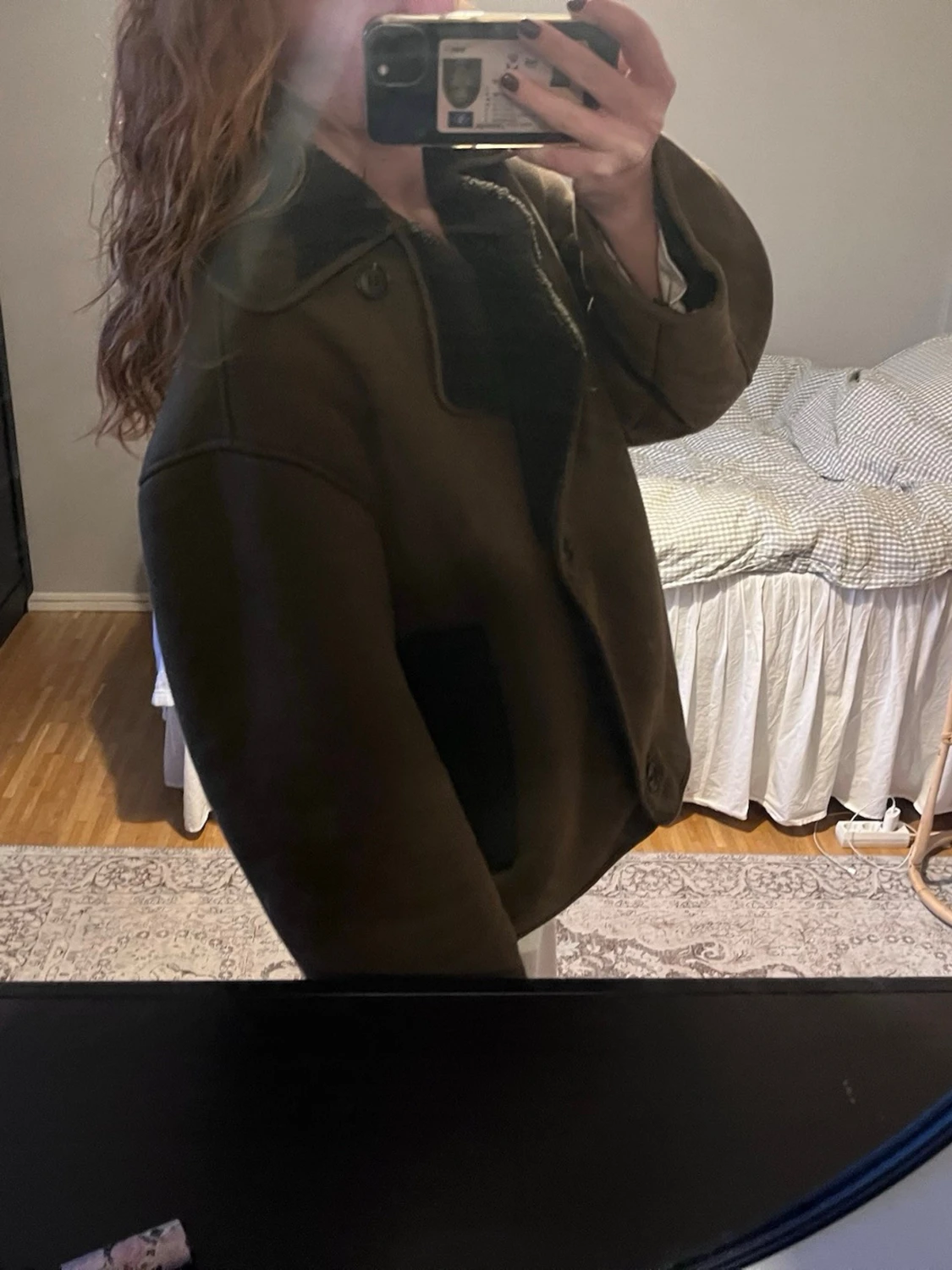 Brun teddyjacka med oversized passform - 2