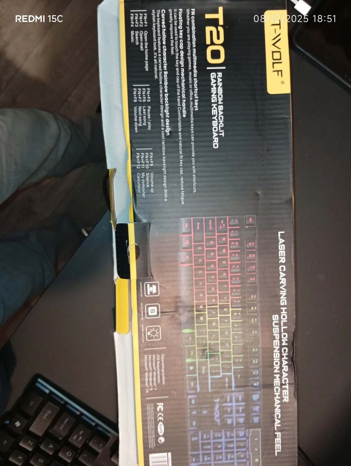 T-WOLF Rainbow Backlit Game Keyboard - 6