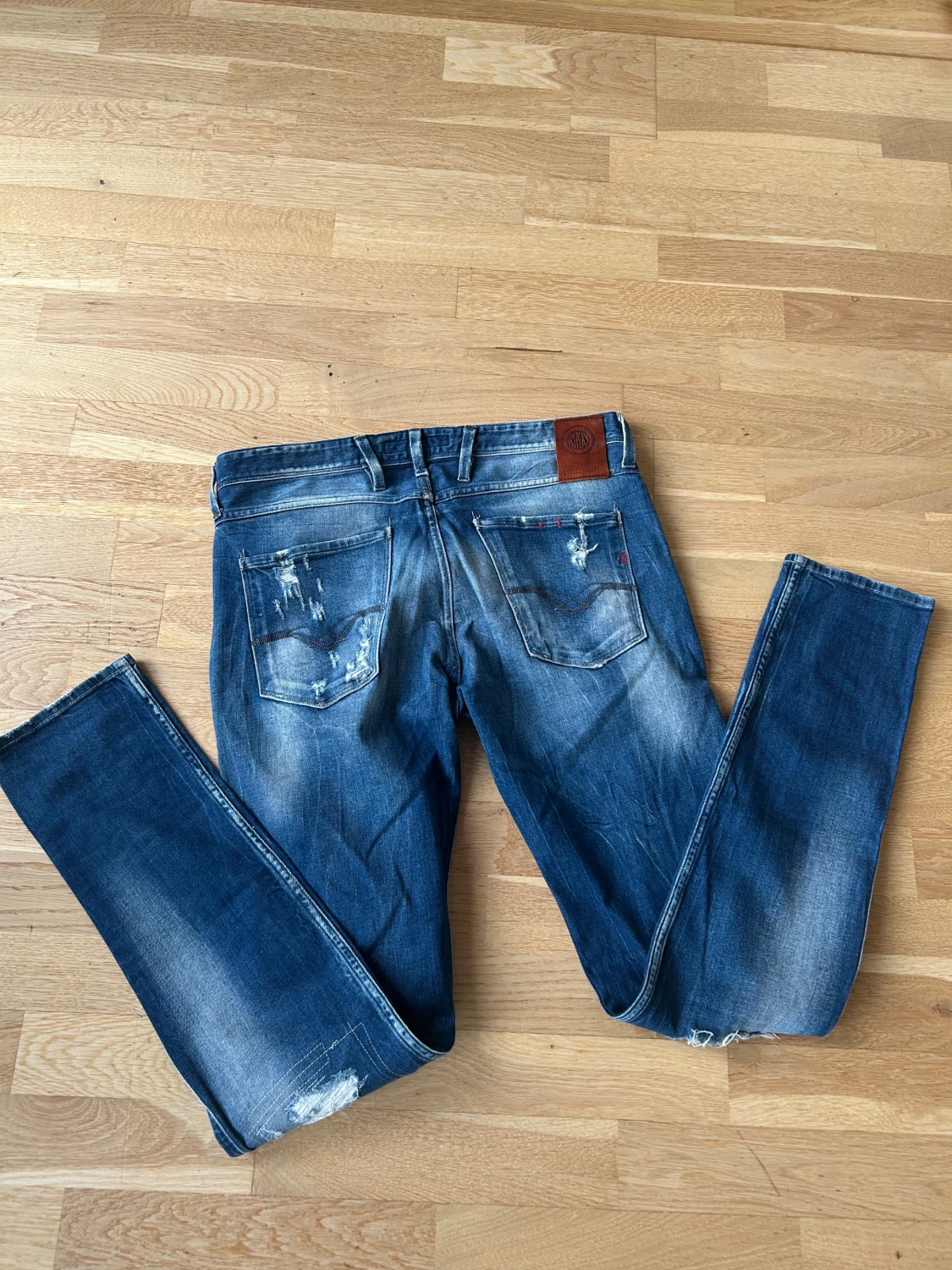 Replay Anbass blå ripped jeans, stl 32 - 1