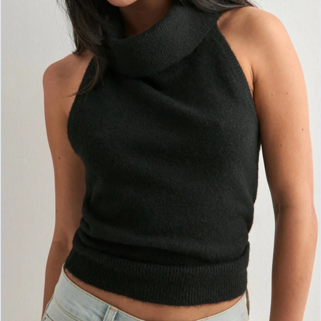 Svart stickad halterneck topp - 1