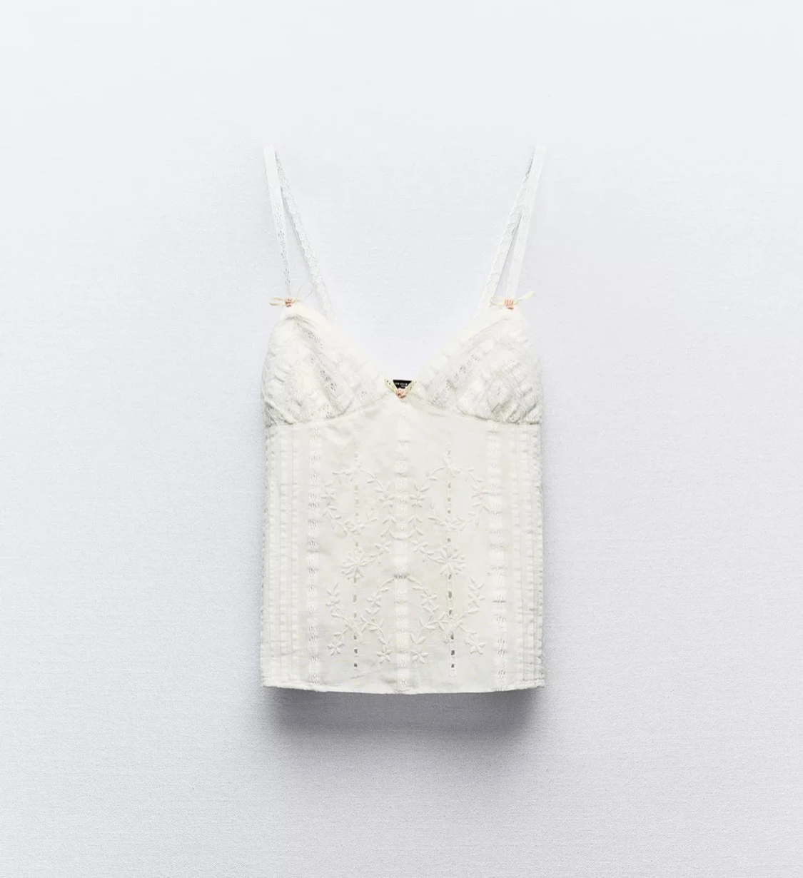 Vit broderad linnetopp från Zara