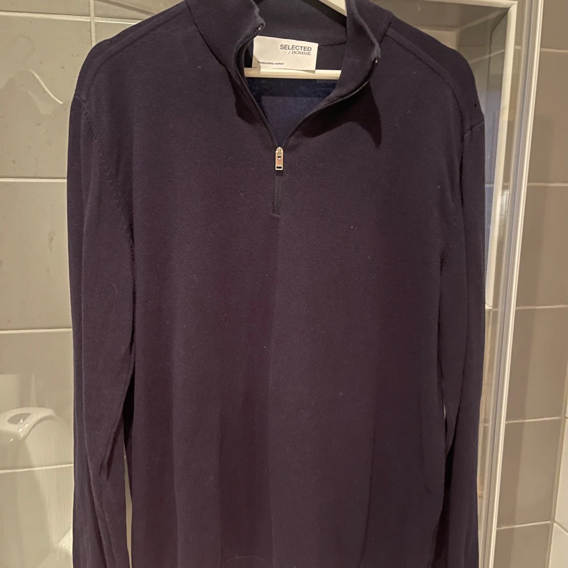 Mörkblå halfzip Selected Homme