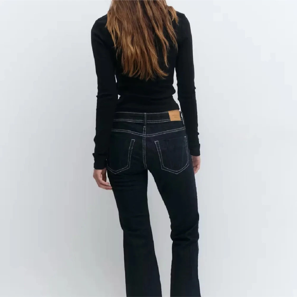 Mörkblå lågmidjade bootcut jeans - 1