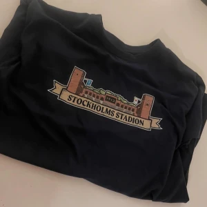 Svart djurgårds t-shirt Stockholms Stadion - Svart t-shirt med tryck av Stockholms Stadion och texten '1912'. Klassisk rund hals och korta ärmar. Perfekt för dig som gillar sport eller vill ha en unik t-shirt med coolt motiv.