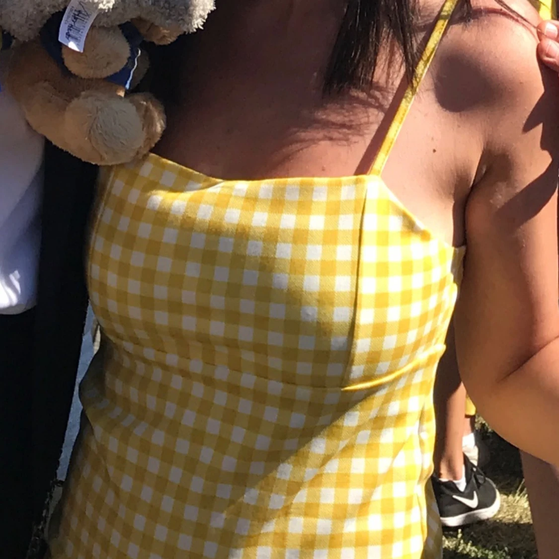 Gul rutig klänning Pull&Bear S - 3